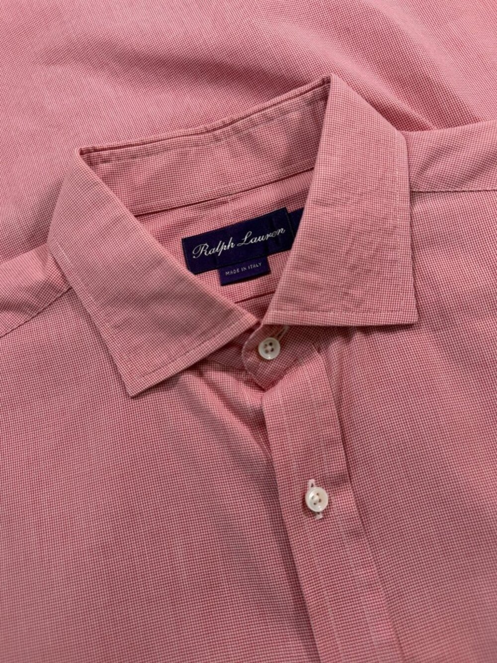 Ralph Lauren Purple Label Dress Shirt Micro Houndstooth Red & White Size 16.5
